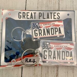 All American GRANDPA Keychain Keyring Gift Grandfather Birthday Acrylic Flag 2"
